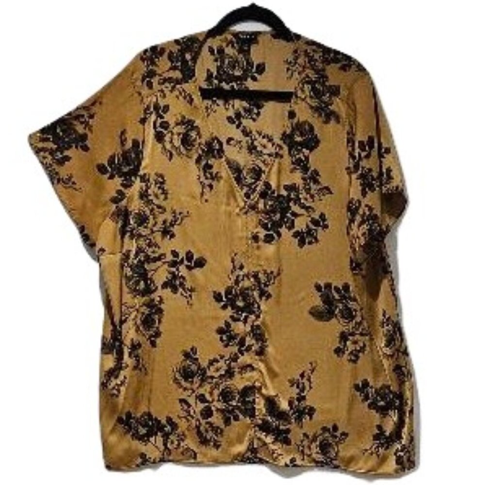 TORRID GOLD BLACK ROSE SILKY TOP BLOUSE 2 (18/20)